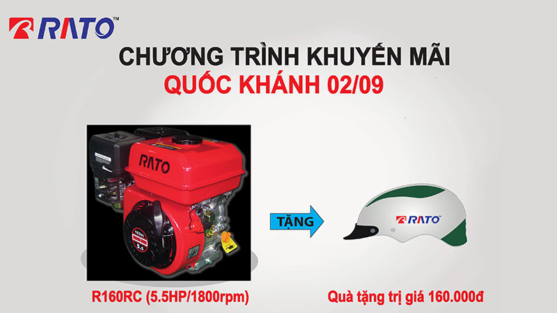 Chương trình khuyến mãi- mua động cơ rato 5.5 tua chậm được tặng nón bảo hiểm tại cn Cà Mau